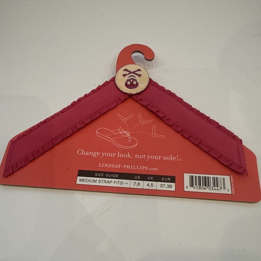 Lindsay Phillips SwitchFlops Straps Eleanor Pink Ruffled Skull Interchangeable M - Picture 3 of 3